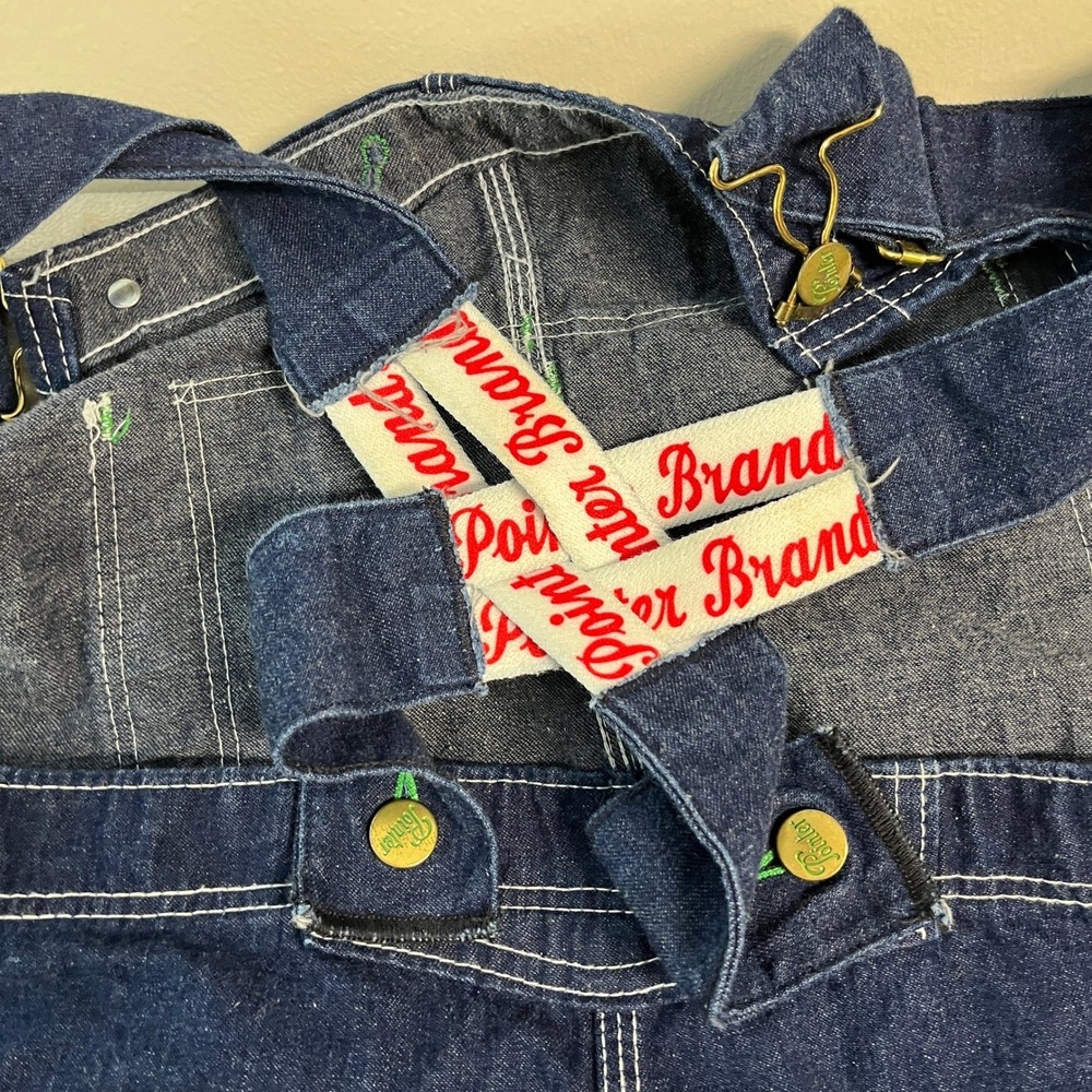 Vintage Pointer Brand Denim Overalls Mens 33x30 Blue Bib Workwear USA Made - Picture 14 of 14